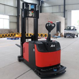 Unmanned AGV forklift in the industrial automation